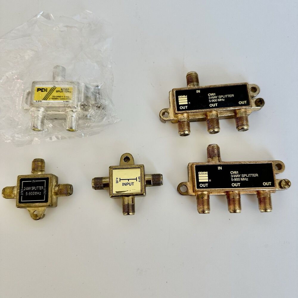 Lot 5 Vintage Coaxial Splitter Adapter Cable TV Switch Connector Gemini PDI Mega